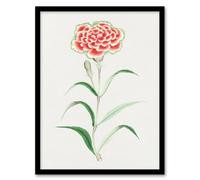 Artery8 Vintage Japan Botanical Framed Wall Art Print Carnation Flower in Blue | Size: A4 Artery8 Blue A4