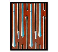 Artery8 Vintage Japanese Bamboo Pattern Retro Japan Framed Wall Art Print Korin in Red | Size: A4 Artery8 Red A4