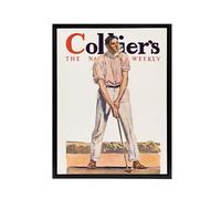 Artery8 Vintage Magazine Cover Golfer Framed Canvas Wall Art Print : Artwork by Edward Penfield 18x24 Sporting classic full of vintage charm perfect for games room office or relaxed living room