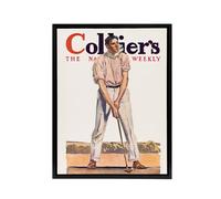 Artery8 Vintage Magazine Cover Golfer Framed Canvas Wall Art Print E Penfield in White | Size: W12" x H16" Artery8 White W12" x H16"
