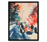Artery8 Vintage Motor Sport Car Racing Abstract Man Cave Artwork Framed Wall Art Print A4