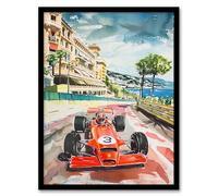 Artery8 Vintage Motor Sport Monaco Car Race Painting Man Cave Artwork Framed Wall Art Print A4