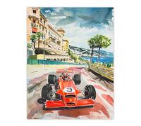 Artery8 Vintage Motor Sport Monaco Car Race Painting Man Cave Large Wall Art Poster Print Thick Paper 18X24 Inch