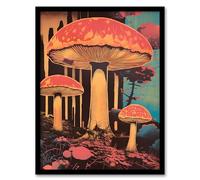 Artery8 Vintage Mushroom Aesthetic Earthy Forest Screenprint Cep Kitchen Artwork Framed Wall Art Print A4
