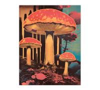 Vintage Mushroom Aesthetic Earthy Forest Screenprint Cep Kitchen Extra Large XL Wall Art Poster Print Artery8 Multi W24 inch x H32 inch