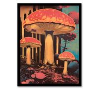 Artery8 Vintage Mushroom Aesthetic Earthy Forest Screenprint Cep Kitchen Wall Art Print - A4 Size