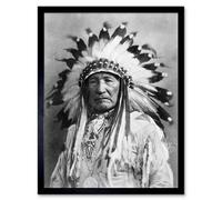 Wee Blue Coo Vintage Native American Dian Mountain Chief Art Print Framed Poster Wall Decor 12X16 Inch