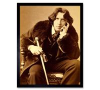 Artery8 Vintage Oscar Wilde Poet Playwright Legend Irish Framed Wall Art Print in Brown | Size: W12" x H16" Artery8 Brown W12" x H16"