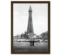 Vintage Photo Blackpool Tower England UK History Artwork Framed Wall Art Print A4 Artery8 Brown One Size