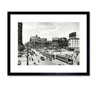 Artery8 Vintage Photo Cityscape Black & White Picture Woodward Avenue Traffic 1917 Life Detroit Artwork Framed Wall Art Print 12X16 Inch Artery8 Black