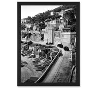 Artery8 Vintage Photo Corniche Road I Marseilles France Artwork Framed Wall Art Print A4 in Black Artery8 Black