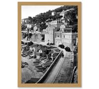 Artery8 Vintage Photo Corniche Road I Marseilles France Artwork Framed Wall Art Print A4