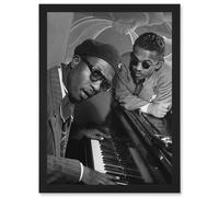 Vintage Photo Music Jazz Legend Thelonious Monk Piano Black & White A4 Artwork Framed Wall Art Print Artery8 Black One Size