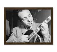 Artery8 Vintage Photo Music Legend Guitar Player Django Reinhardt Black & White A4 Artwork Framed Wall Art Print in Brown Artery8 Brown