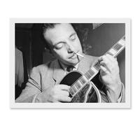 Vintage Photo Music Legend Guitar Player Django Reinhardt Black & White A4 Artwork Framed Wall Art Print Artery8 White One Size