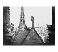 Artery8 Vintage Photo Notre Dame Paris France Gargoyle Spire Roof Premium Wall Art Canvas Print 18X24 Inch