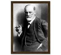 Artery8 Vintage Photo Portrait Doctor Sigmund Freud Psychoanalysis Neurologist Artwork Framed Wall Art Print A4 in Brown Artery8 Brown