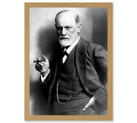 Vintage Photo Portrait Doctor Sigmund Freud Psychoanalysis Neurologist Artwork Framed Wall Art Print A4 Artery8 Light Oak One Size