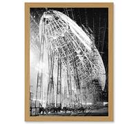 Artery8 Vintage Photo USS Macon Airship Zeppelin Construction Artwork Framed Wall Art Print A4