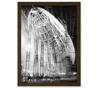 Vintage Photo USS Macon Airship Zeppelin Construction Artwork Framed Wall Art Print A4 Artery8 Brown One Size