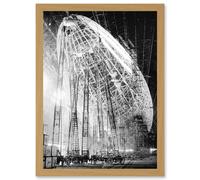 Artery8 Vintage Photo USS Macon Airship Zeppelin Construction Artwork Framed Wall Art Print A4
