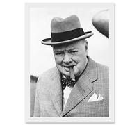Artery8 Vintage Photo Winston Churchill Cigar Prime Minister Britain UK Artwork Framed A3 Wall Art Print