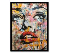 Artery8 Vintage Pop Art Portrait Street Art Graffiti Framed Art Print | Size: W12" x H16" Artery8 Multicolor W12" x H16"
