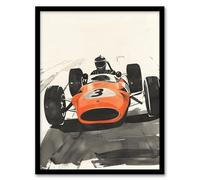 Artery8 Vintage Race Car Driver Racing Sport Watercolour Man Cave Artwork Framed Wall Art Print A4