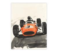 Artery8 Vintage Race Car Driver Racing Sport Watercolour Man Cave Large Wall Art Poster Print Thick Paper 18X24 Inch