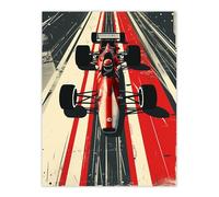 Artery8 Vintage Red Race Car Sport Speed Racing Track Man Cave Extra Large XL Wall Art Poster Print