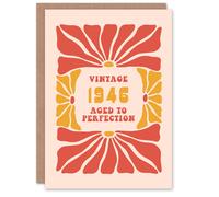Artery8 Vintage Retro Flower Born 1946 Aged 79 Years Old 79th Birthday Card in Light Red Artery8 Light Red