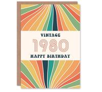 Artery8 Vintage Retro Him Her Rainbow Born 1980 Aged 45 Years Old 45th Birthday Card Mum Dad Gran Grandad
