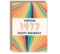 Artery8 Vintage Retro Him Her Rainbow Born 1977 Aged 48 Years Old 48th Birthday Card Mum Dad Gran Grandad
