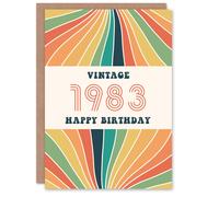 Artery8 Vintage Retro Rainbow Born 1983 Aged 42 Years Old 42nd Birthday Card in Orange Artery8 Orange