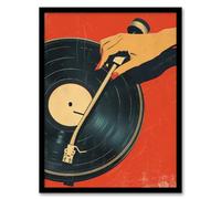 Artery8 Vintage Retro Vinyl Record Player Spin 1950's Pulp For Living Room Artwork Framed Wall Art Print 18X24 Inch