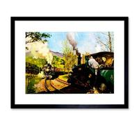 Wee Blue Coo Vintage Steam Train Ffestiniog Railway Wales Picture Framed Wall Art Print