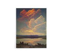 Artery8 Vintage Style Atmospheric Clouds Over Lake Canvas Wall Art Print | Size: W24" x H32" Artery8 Multicolor W24" x H32"