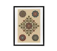 Artery8 Vintage Stylised Rose Flower Pattern Audsley Framed Canvas Wall Art in Orange | Size: W12" x H16" Artery8 Orange W12" x H16"