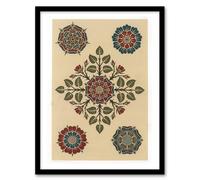 Artery8 Vintage Stylised Rose Flower Pattern Audsley Framed Wall Art Print in Orange | Size: A4 Artery8 Orange A4