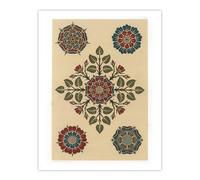 Artery8 Vintage Stylised Rose Flower Pattern Audsley Wall Art Poster Print in Orange | Size: W12" x H16" Artery8 Orange W12" x H16"