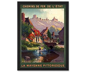 Artery8 Vintage Travel Advert Mayenne Loire Valley Chemins Trains Sainte Suzanne Halle Mayenne Rail Artwork Framed A3 Wall Art Print