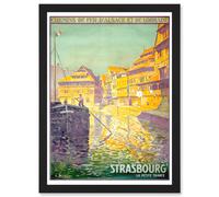 Artery8 Vintage Travel Advert Strasbourg France Blumer Railway Alsace Chemins Fer Lorraine Artwork Framed Wall Art Print A4 in Black Artery8 Black
