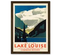 Vintage Travel Advert Tourism Lovely Lake Louise Canada Rockies Artwork Framed Wall Art Print A4 Artery8 Brown One Size