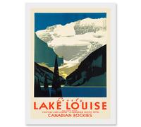 Vintage Travel Advert Tourism Lovely Lake Louise Canada Rockies Artwork Framed Wall Art Print A4 Artery8 White One Size