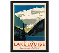 Vintage Travel Advert Tourism Lovely Lake Louise Canada Rockies Artwork Framed Wall Art Print A4 Artery8 Black One Size