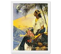 Artery8 Vintage Travel Advert Veracruz Mexico Beach Tropical Artwork Framed Wall Art Print A4