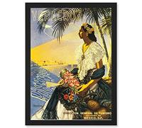 Artery8 Vintage Travel Advert Veracruz Mexico Beach Tropical Artwork Framed Wall Art Print A4