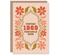 Artery8 Vintage Year Floral Born 1969 Aged 56 Years Old 56th Birthday Card in Light Beige Artery8 Light Beige