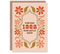 Artery8 Vintage Year Floral Flowers Her Born 1962 Aged 63 Years Old 63th Birthday Card Mum Gran Wife