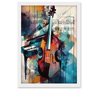 Artery8 Violin and Piano Classical Music Note Melody Concerto Abstract Modern Watercolour Painting Artwork Framed A3 Wall Art Print